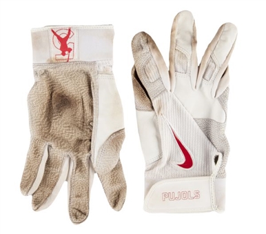 Pair of Albert Pujols Game Used Batting Gloves (One Signed) MLB Auth